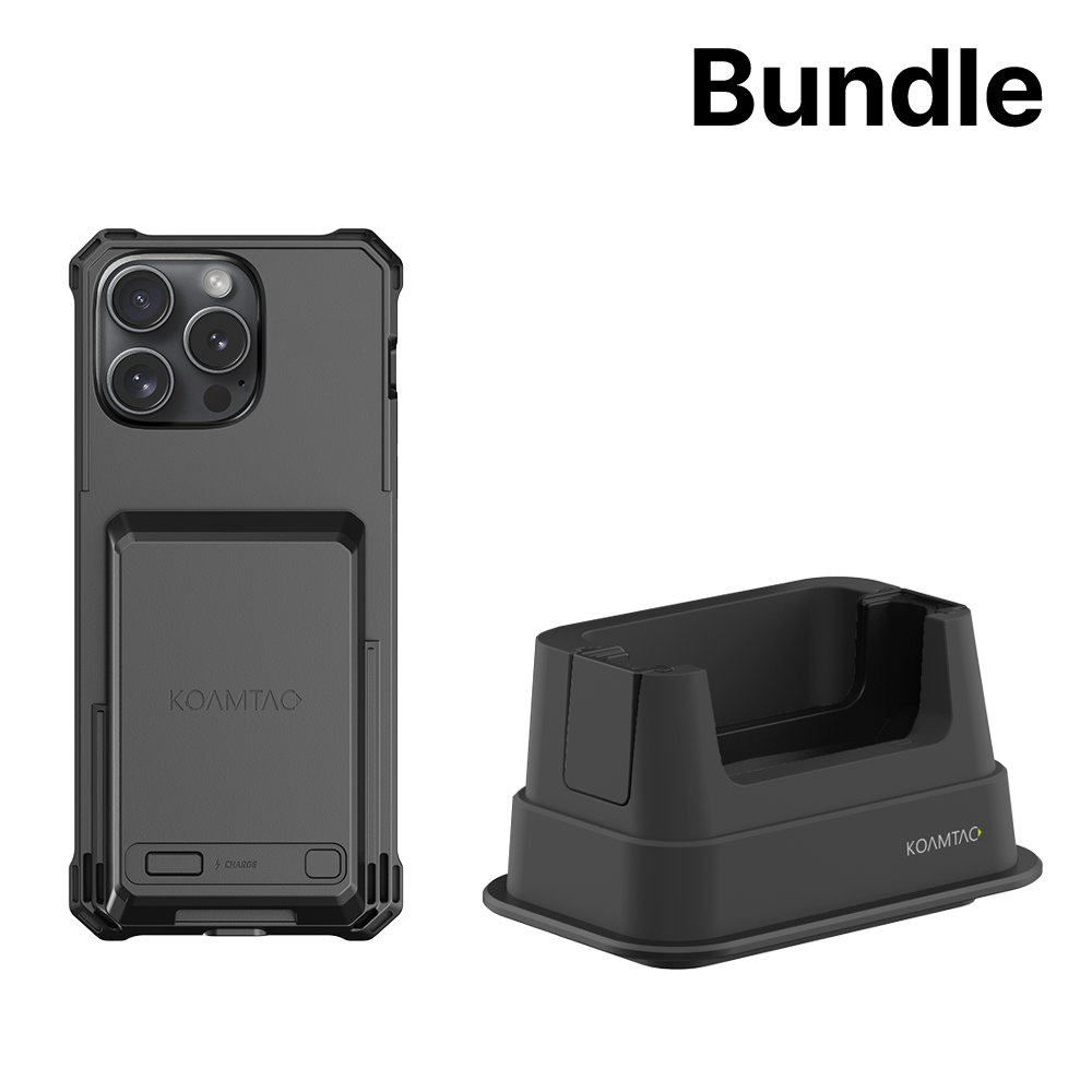 iPhone 15 / iPhone 16e / iPhone 17e対応 KBCC保護充電ケース + 1スロット充電クレードル パッケージ（バッテリースロットなし）